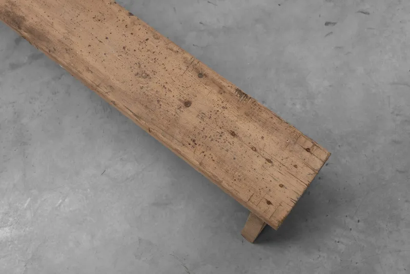 Discount Pamono Rustic French Wooden Low Bench in the style of Wabi Sabi, 1880s