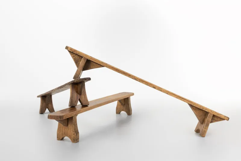 Pamono Rustic Low Bench in Wood, France, 1850s> Benches