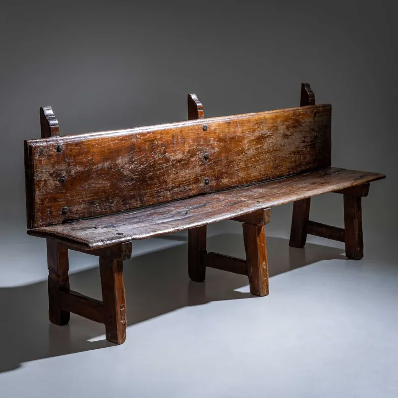 Hot Pamono Rustic Wooden Bench, Alpines, 18th / 19th Century