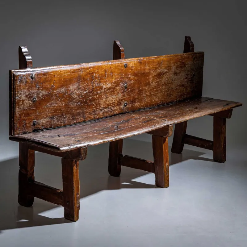 Hot Pamono Rustic Wooden Bench, Alpines, 18th / 19th Century