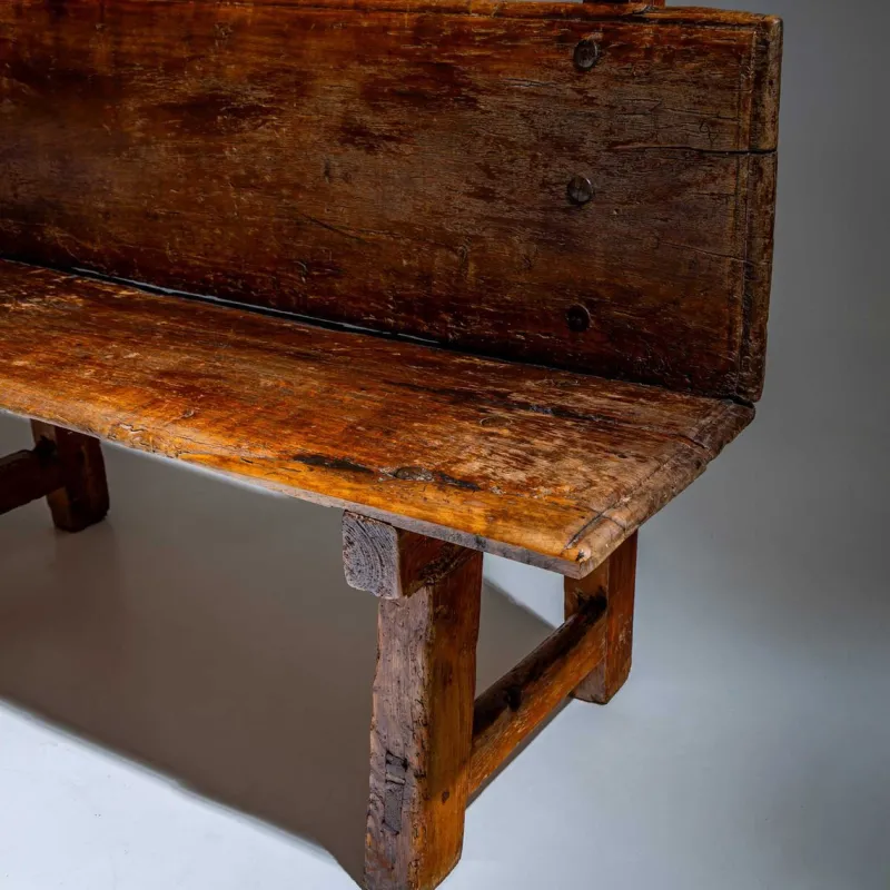 Hot Pamono Rustic Wooden Bench, Alpines, 18th / 19th Century