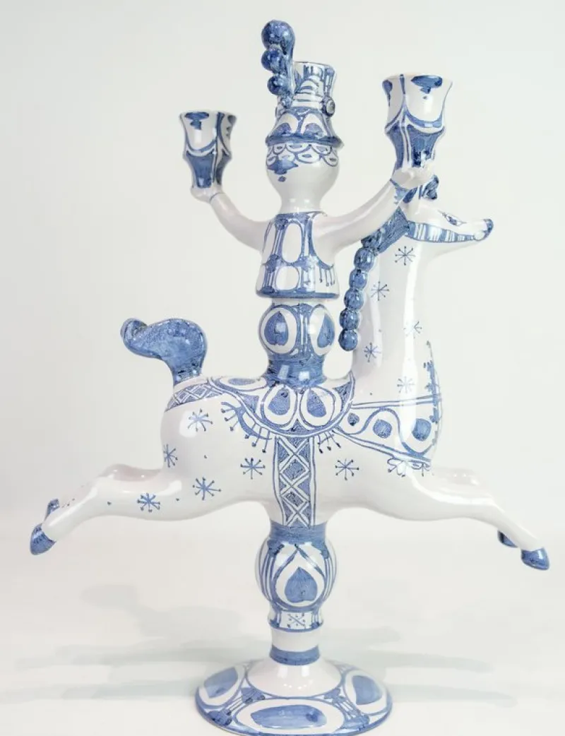 Pamono Rytter Stage with Three Candle Urns in Glazed Earthenware, 1985> Candleholders