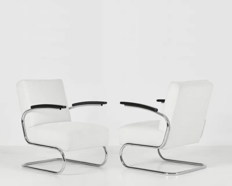 Pamono S 411 Armchairs by W.H. Gispen for Mücke & Melder, 1930s, Set of 2> Lounge Chairs & Armchairs
