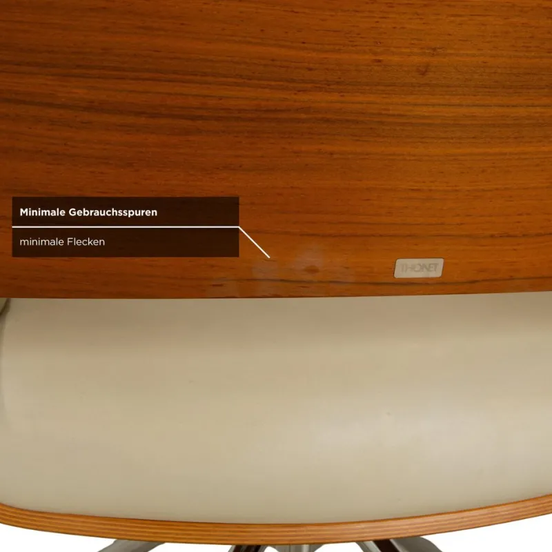 Pamono S 847 Chair in Cream Leather and Brown Wood from Thonet> Office Chairs