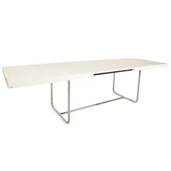 Pamono S 1071 Extendable Dining Table in White Wood and Chrome from Thonet> Dining Tables & Sets