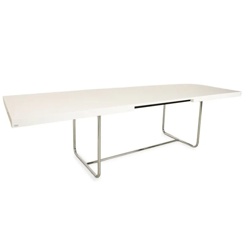 Pamono S 1071 Extendable Dining Table in White Wood and Chrome from Thonet> Dining Tables & Sets