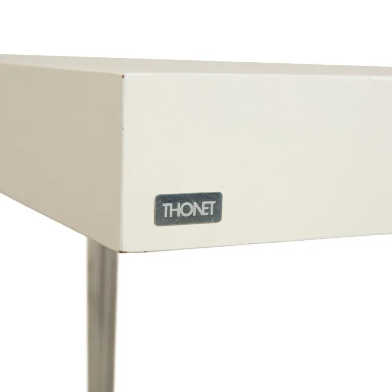Pamono S 1071 Extendable Dining Table in White Wood and Chrome from Thonet> Dining Tables & Sets