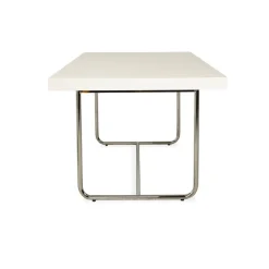 Pamono S 1071 Extendable Dining Table in White Wood and Chrome from Thonet><noscript><img width=