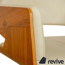 Pamono S 847 Swivel Chair in Cream Leather and Brown Wood from Thonet><noscript><img width=