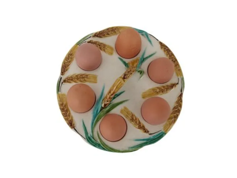 Pamono 1920s French Majolica Egg Holder Caddy> Serving Dishes