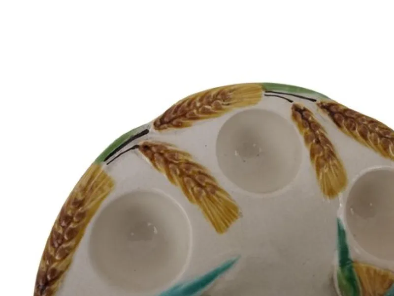Pamono 1920s French Majolica Egg Holder Caddy> Serving Dishes