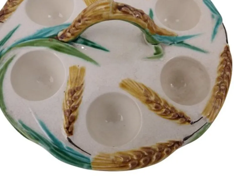Pamono 1920s French Majolica Egg Holder Caddy> Serving Dishes