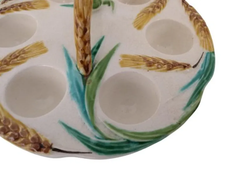 Pamono 1920s French Majolica Egg Holder Caddy> Serving Dishes