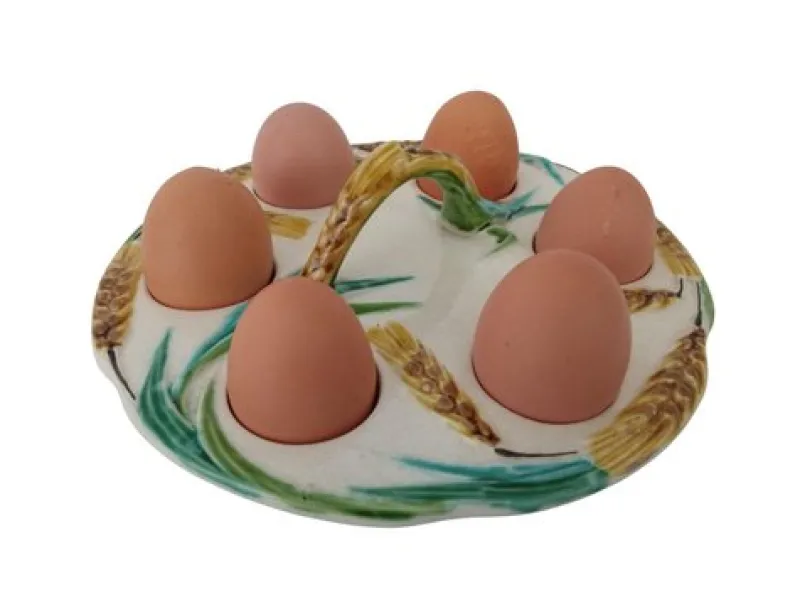 Pamono 1920s French Majolica Egg Holder Caddy> Serving Dishes