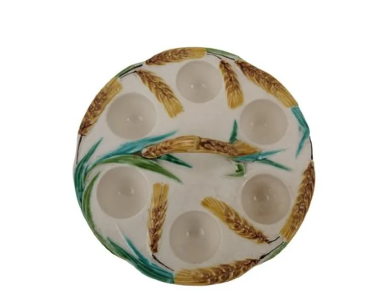 Pamono 1920s French Majolica Egg Holder Caddy> Serving Dishes