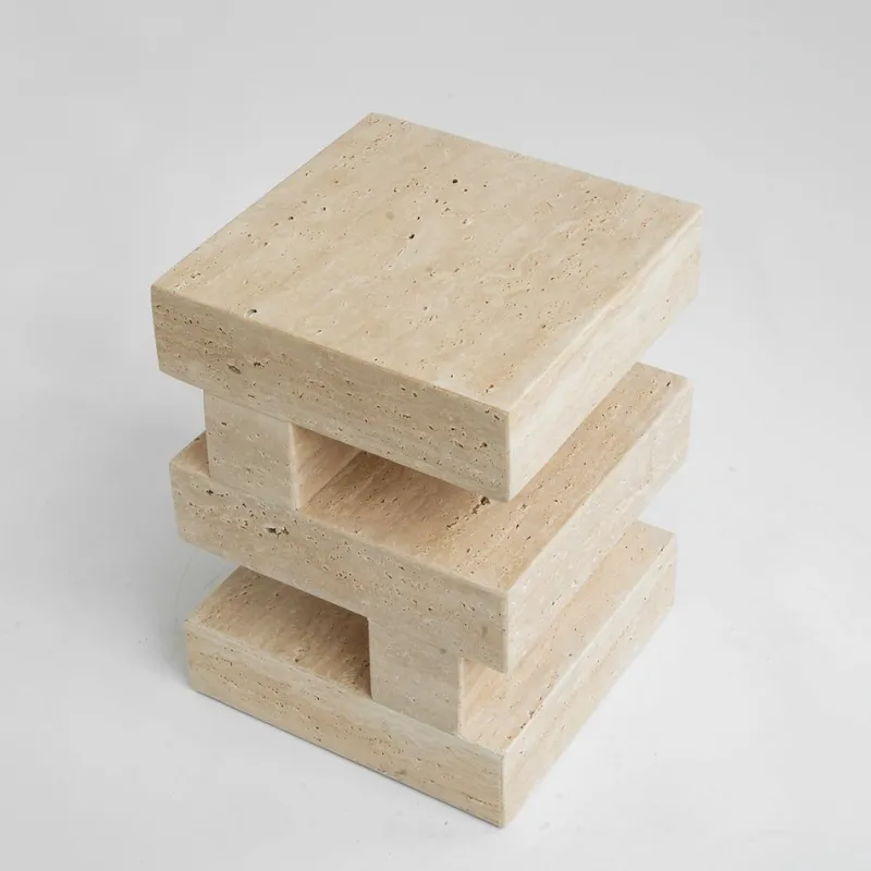 Sale Pamono S Y N C Travertine Side Table from Kiwano Concept