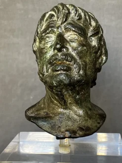 Pamono Sabatino De Angelis School Artist, Grand Tour Bust of Seneca, 1800s, Bronze> Old Masters