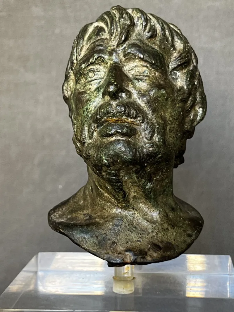 Pamono Sabatino De Angelis School Artist, Grand Tour Bust of Seneca, 1800s, Bronze> Old Masters