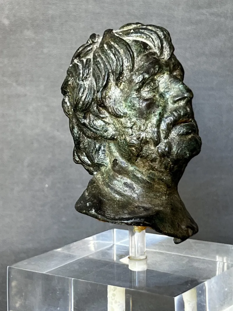 Pamono Sabatino De Angelis School Artist, Grand Tour Bust of Seneca, 1800s, Bronze> Old Masters