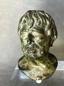 Pamono Sabatino De Angelis School Artist, Grand Tour Bust of Seneca, 1800s, Bronze><noscript><img width=