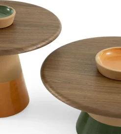 Pamono Sablier Walnut and Clay Coffee Table by Morica Design><noscript><img width=