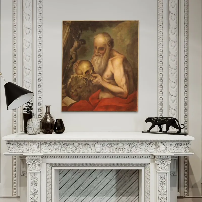 Pamono Saint Jerome, 17th-Century, 1670, Oil on Canvas, Framed> Old Masters