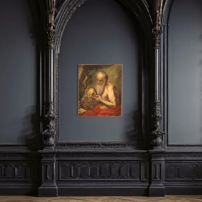 Pamono Saint Jerome, 17th-Century, 1670, Oil on Canvas, Framed> Old Masters