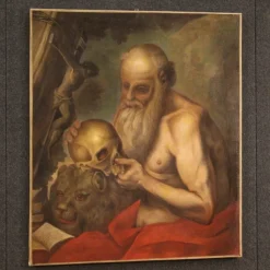 Pamono Saint Jerome, 17th-Century, 1670, Oil on Canvas, Framed><noscript><img width=