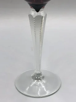 Pamono Saint Louis Lead Crystal Overlay Roman Wine Glasses in Cobalt Burgundy, 1890s, Set of 2><noscript><img width=