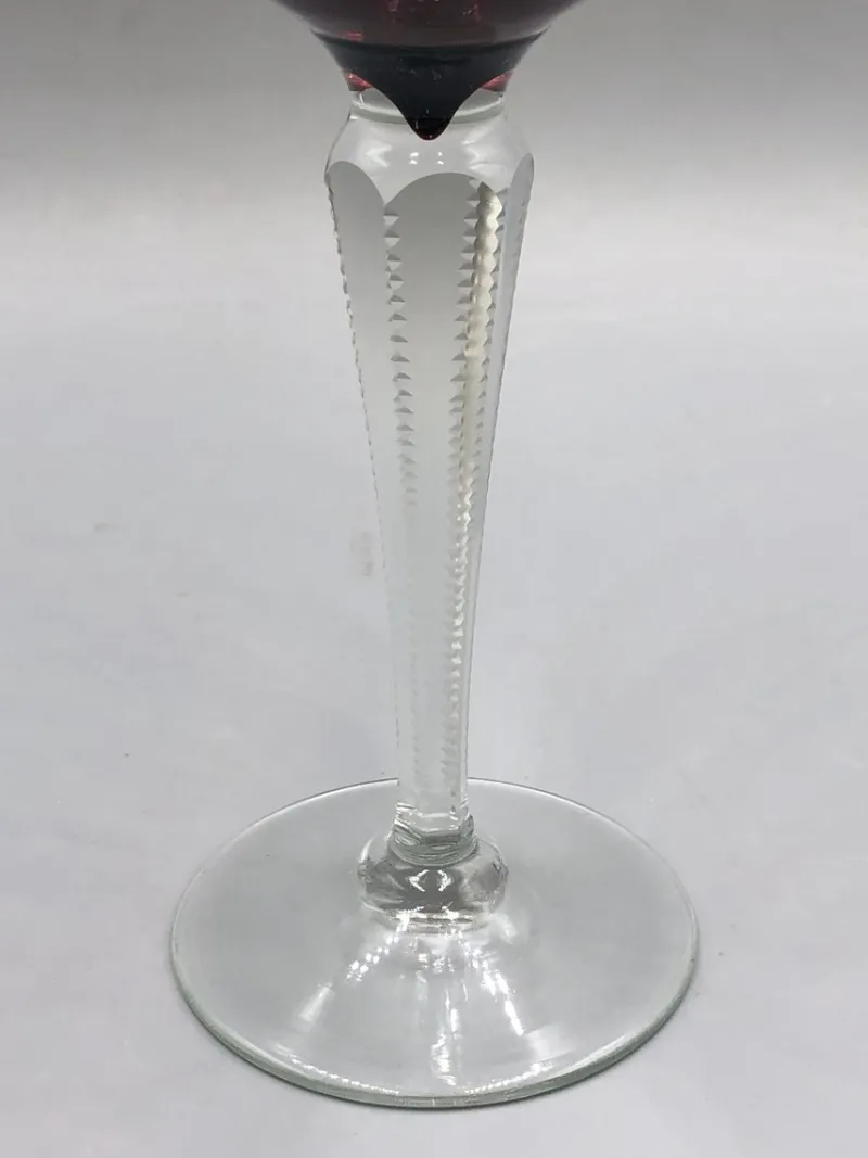 Pamono Saint Louis Lead Crystal Overlay Roman Wine Glasses in Cobalt Burgundy, 1890s, Set of 2> Glassware