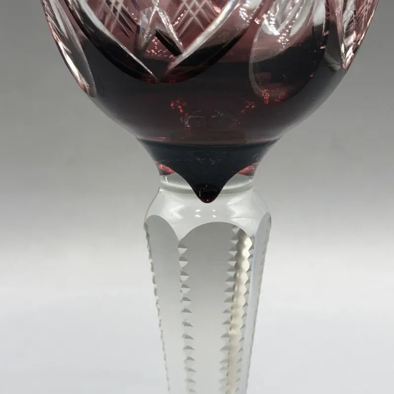 Pamono Saint Louis Lead Crystal Overlay Roman Wine Glasses in Cobalt Burgundy, 1890s, Set of 2> Glassware