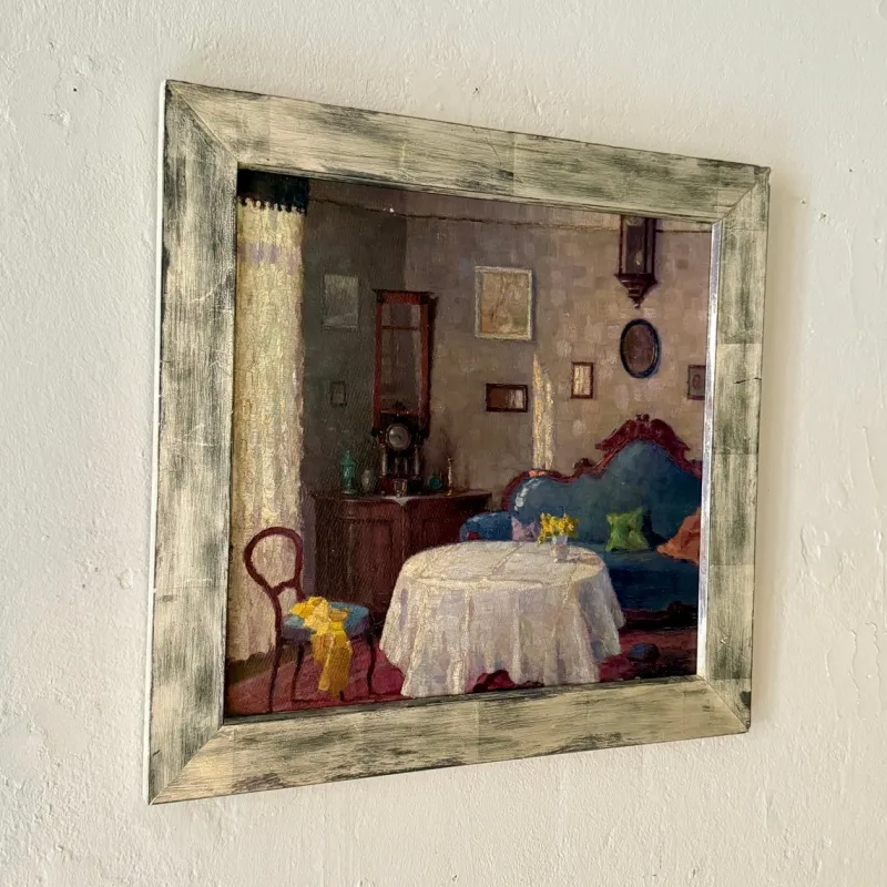 Outlet Pamono Salon Interior, 1840, Oil on Canvas, Framed