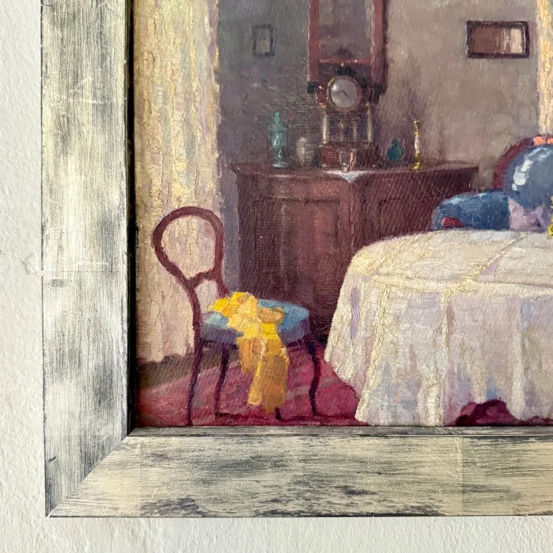 Outlet Pamono Salon Interior, 1840, Oil on Canvas, Framed