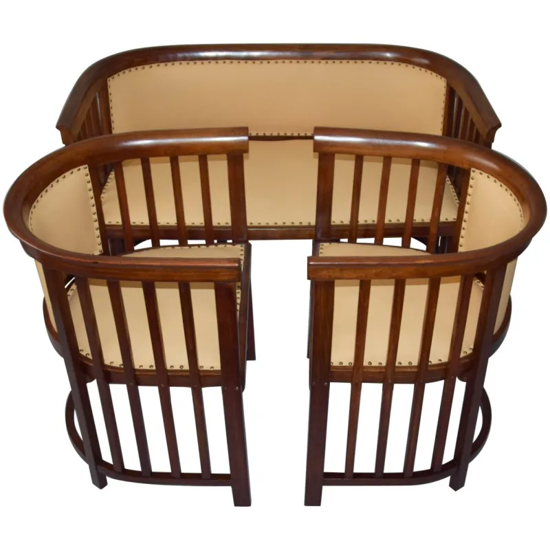 Pamono Salon Set attributed to Josef Hoffmann, 1910s, Set of 3> Living Room Sets