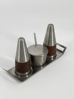 Pamono Salt & Pepper Shaker and Mustard Pot from Stelton, Denmark, 1950s, Set of 4> Salt & Pepper Shakers