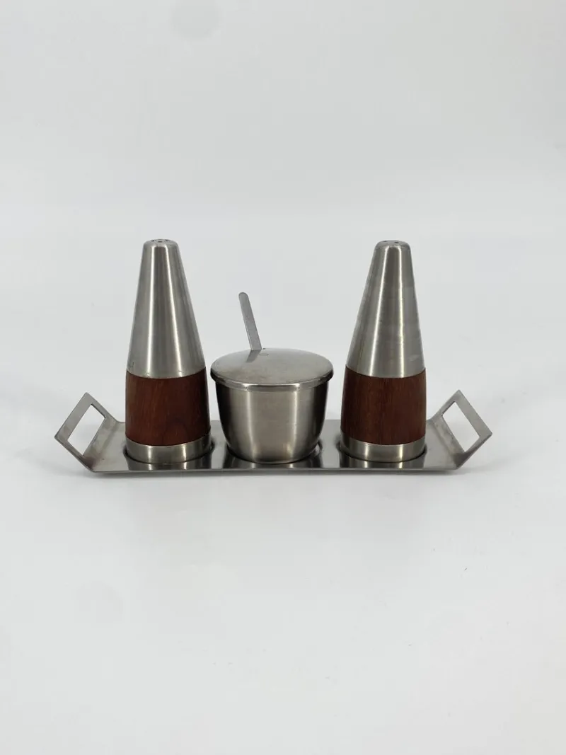 Pamono Salt & Pepper Shaker and Mustard Pot from Stelton, Denmark, 1950s, Set of 4> Salt & Pepper Shakers