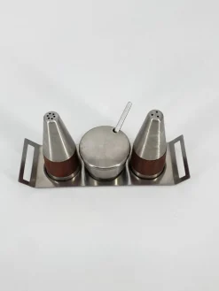 Pamono Salt & Pepper Shaker and Mustard Pot from Stelton, Denmark, 1950s, Set of 4><noscript><img width=