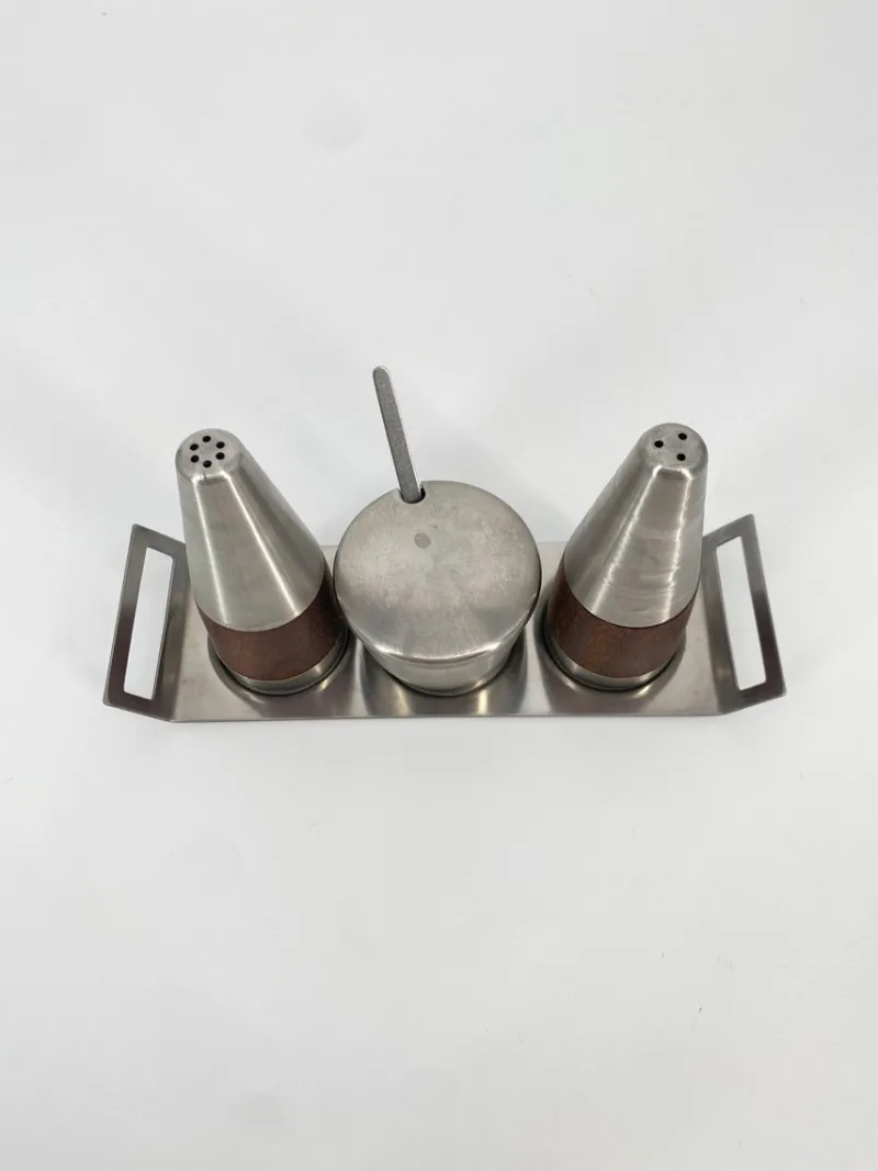 Pamono Salt & Pepper Shaker and Mustard Pot from Stelton, Denmark, 1950s, Set of 4> Salt & Pepper Shakers