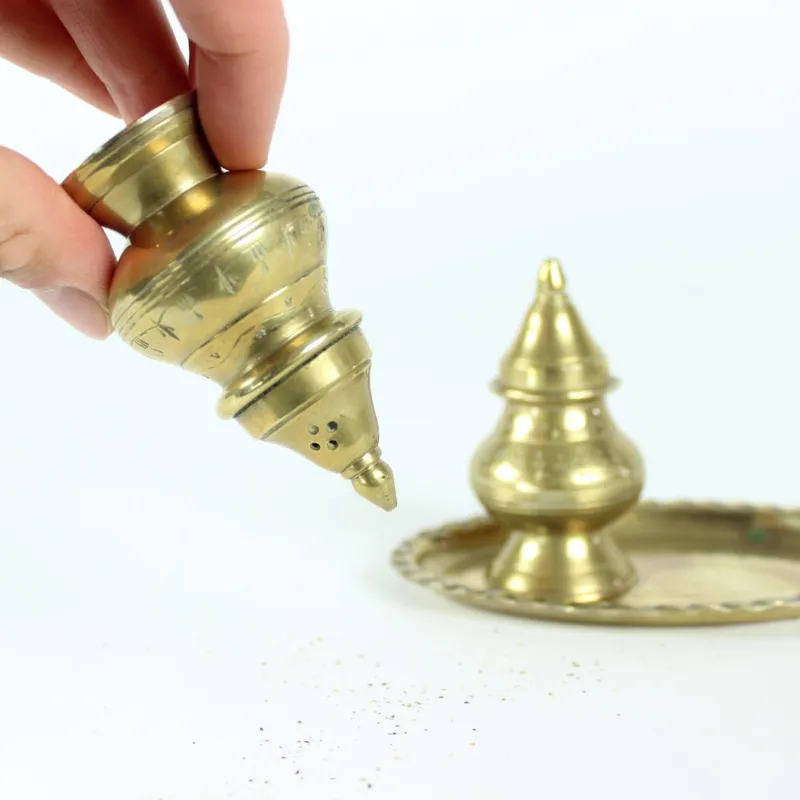 Pamono Salt & Pepper Shaker in Brass, 1970s, Set of 3> Salt & Pepper Shakers