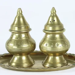 Pamono Salt & Pepper Shaker in Brass, 1970s, Set of 3><noscript><img width=