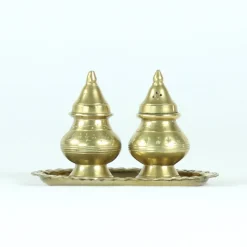 Pamono Salt & Pepper Shaker in Brass, 1970s, Set of 3><noscript><img width=