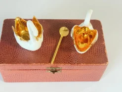 Pamono Salt and Pepper Shaker in Ceramic with Spoon from Limoges, France, 1960s, Set of 3><noscript><img width=