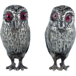 Pamono Salt and Pepper Shakers in Owl Shape by Edward Charles Brown, Set of 2> Salt & Pepper Shakers