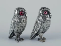 Pamono Salt and Pepper Shakers in Owl Shape by Edward Charles Brown, Set of 2><noscript><img width=