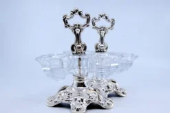 Pamono Salt and Pepper Shakers in Embossed Silver with Cut Glass Containers, Set of 2><noscript><img width=