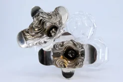 Pamono Salt and Pepper Shakers in Embossed Silver with Cut Glass Containers, Set of 2><noscript><img width=