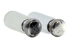 Pamono Salt and Pepper Shakers in Cut Glass with Silver-Plated Lids, Set of 2> Salt & Pepper Shakers