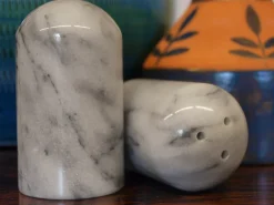 Pamono Salt and Pepper Shakers in Carrara Marble, 1970s> Salt & Pepper Shakers