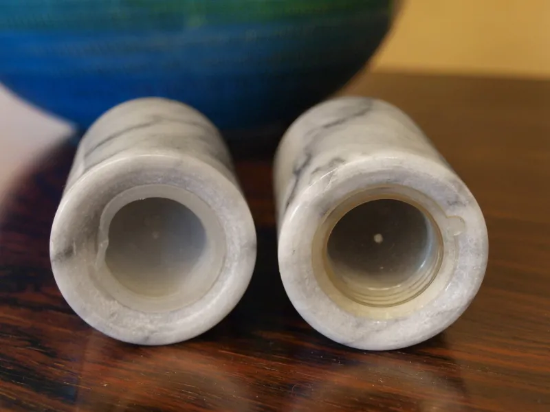 Pamono Salt and Pepper Shakers in Carrara Marble, 1970s> Salt & Pepper Shakers