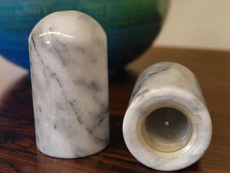 Pamono Salt and Pepper Shakers in Carrara Marble, 1970s> Salt & Pepper Shakers